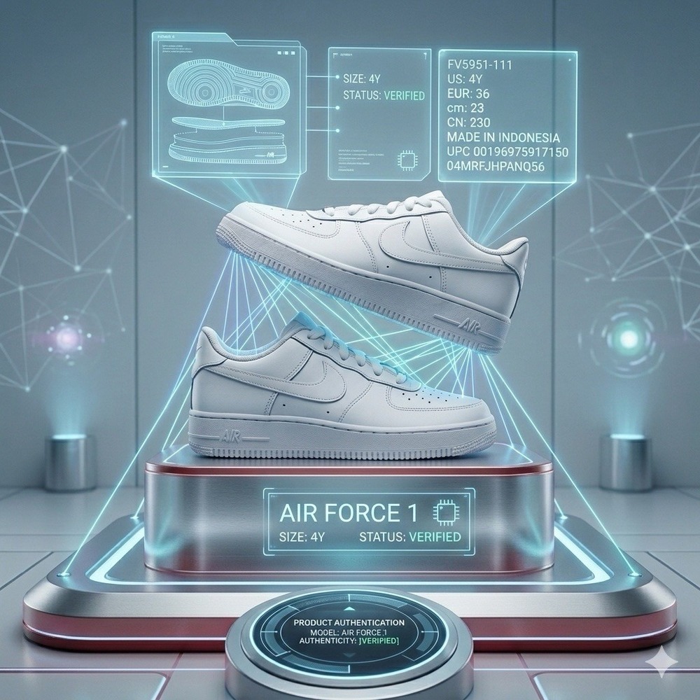 Nike Air Force 1‎ Low Triple White FV5951-111 Size 4Y No Box